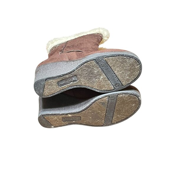 American Eagle Faux Suede Brown Wedge Boots With Faux Fur Lining Size 9 - Picture 3 of 15